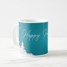 Felices Fiestas – Taza Aqua Azul Invernal Festiva