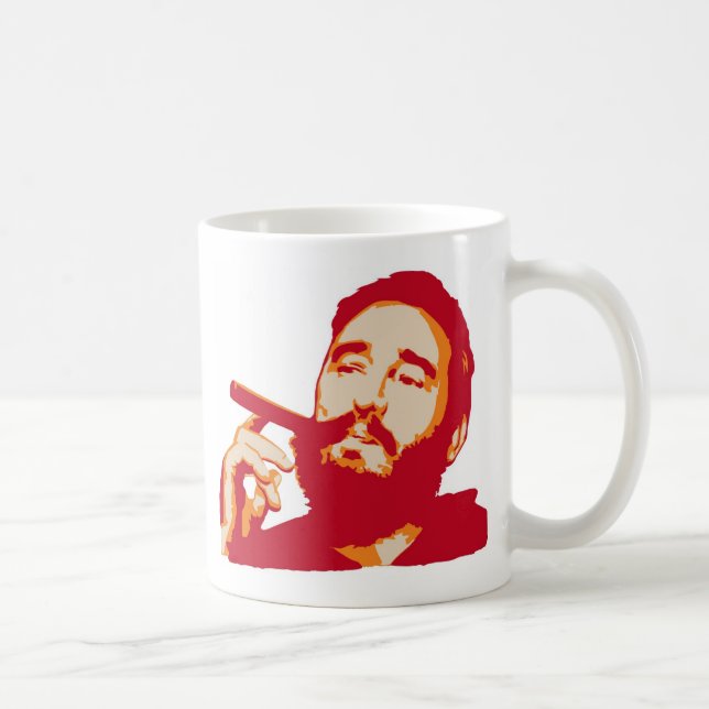 De Café Fidel Castro con la taza del retrato del cigarro (Derecha)