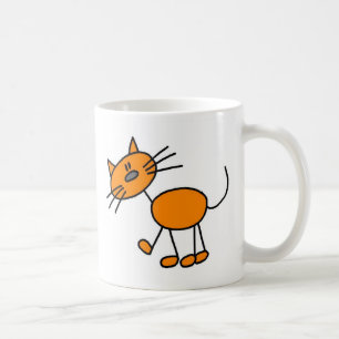 De Café Figura anaranjada taza del palillo del gato