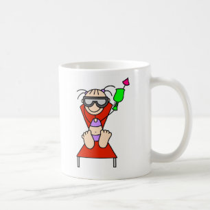 De Café Figura taza del palillo que toma el sol