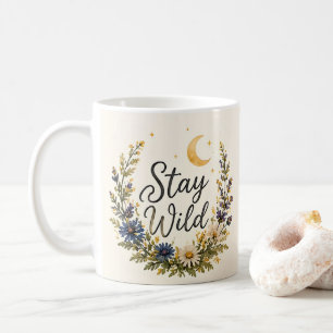 De Café Flores Silvestres Salvajes Taza Luna Boho Floral