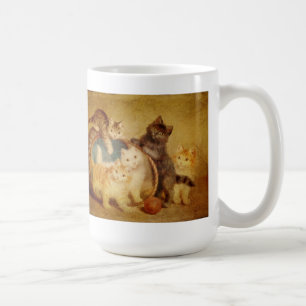 De Café Gatitos del vintage con la taza del hilado