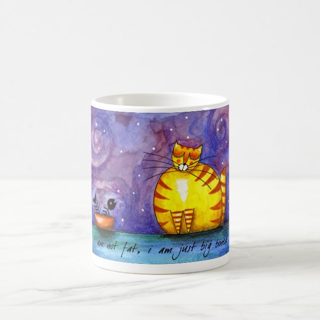 De Café Gato amarillo gordo grande - taza (Centro)