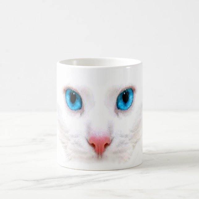 De Café gato blanco lindo, taza divertida (Centro)