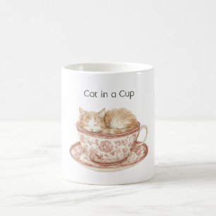 De Café Gato Durmiendo En Una Taza