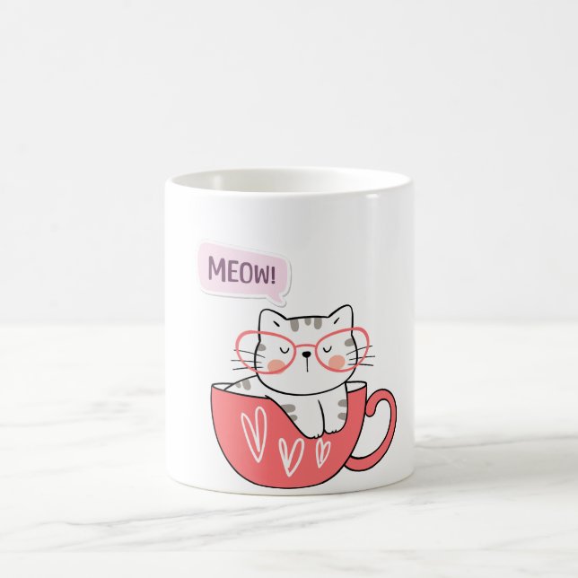 De Café gato maullar en una taza (Centro)