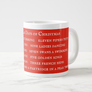 De Café Gigante 12 DÍAS LETRAS Taza Blanca Grande / Rojo