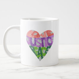 De Café Gigante Amor, justicia, paz - taza enorme