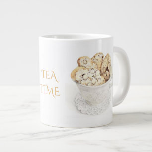 De Café Gigante BISCOTTI "HORA DEL TÉ" Taza Grande Blanca