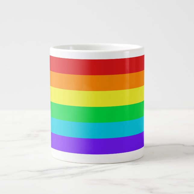 De Café Gigante El arco iris raya 1 taza enorme (Frente)