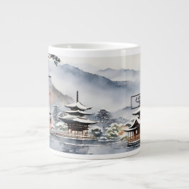De Café Gigante Elegante Kioto en Invierno Arte Acuarela - Taza