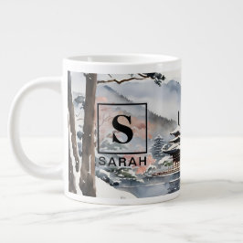 De Café Gigante Elegante Kioto en Invierno Arte Acuarela - Taza