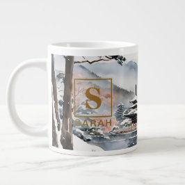 De Café Gigante Elegante Kioto en Invierno Arte Acuarela - Taza