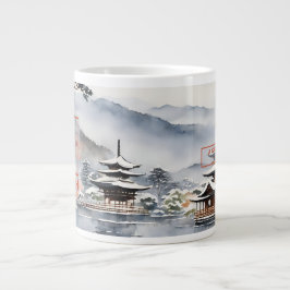 De Café Gigante Elegante Kioto en Invierno Arte Acuarela - Taza