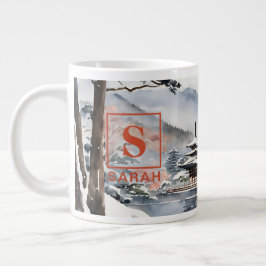 De Café Gigante Elegante Kioto en Invierno Arte Acuarela - Taza