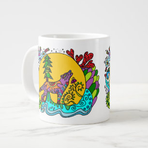 De Café Gigante Lobo del grito del caleidoscopio - TAZA   blanca
