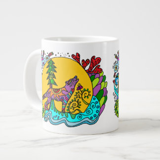 De Café Gigante Lobo del grito del caleidoscopio - TAZA   blanca