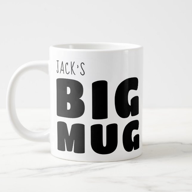 De Café Gigante Nombre personalizado Gran taza blanco negro C00 No (Izquierda)