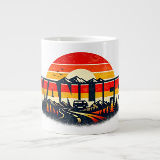 De Café Gigante Taza Atardecer Vanlife Montaña Retro