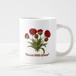 De Café Gigante Taza con Flores 'Florece con Gracia' Cita Botáni