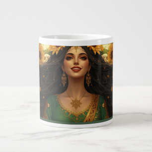 De Café Gigante Taza Dama Girasol Persa   Arte Floral Elegante Co