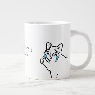 De Café Gigante Taza divertida del meme del gato llorando No est