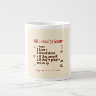 De Café Gigante Taza divertida para enfermeras “Todo lo que necesi