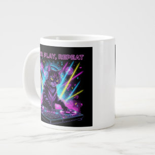 De Café Gigante Taza DJ Gato Paws Play Repeat Regalo Divertido A