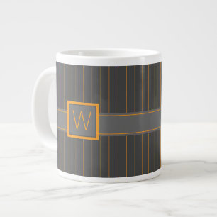 De Café Gigante Taza especial con rayas naranjas y gris