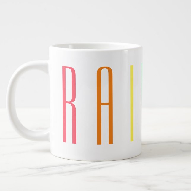 De Café Gigante Taza Grande Blanca ARCOIRIS (Izquierda)