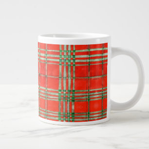 De Café Gigante Taza Grande Cuadros SCOTT Rojo