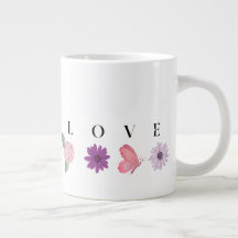Taza LOVE Floral Mariposa – Regalo Romántico para 