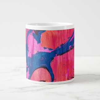 De Café Gigante Taza para bebida abstracta estilo Ebru rojo azul V