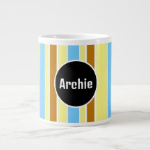 taza personalizada con monograma a rayas