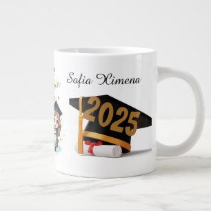 De Café Gigante Taza personalizada para graduado en negro y dorado