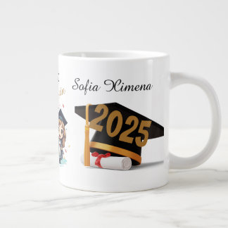 De Café Gigante Taza personalizada para graduado en negro y dorado