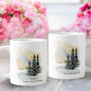De Café Gigante Taza personalizada Serene Sip & Be Still   Acuarel