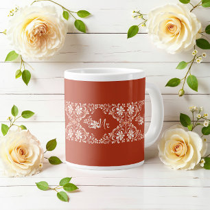 De Café Gigante Taza Romántica Boda Señor Rojo Óxido Shabby Chic