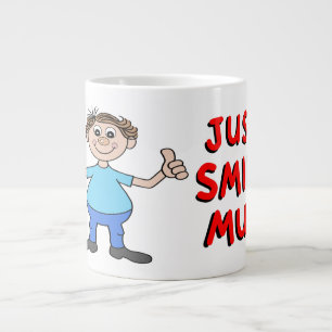 De Café Gigante Taza Sonríe Hombre Sonriente con Pulgar Hacia Arri