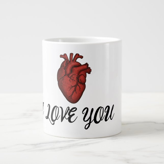 De Café Gigante Taza "Te Amo" Corazón Anatómico  (Frente)