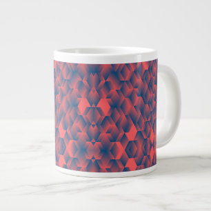 De Café Gigante Una taza blanca con un audaz patrón geométrico roj