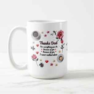 De Café Gracias papá - Feather & Coffee Circle Taza blan
