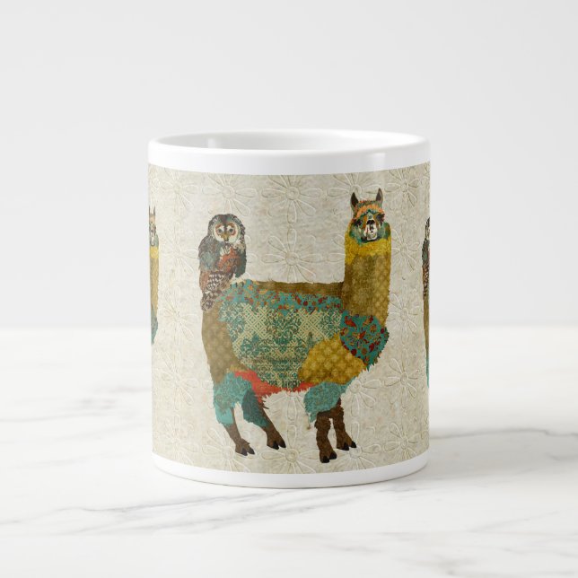 De Café Grande Alpaca del oro y taza del búho del trullo (Frente)
