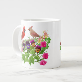 De Café Grande Cardenales en la taza del jardín