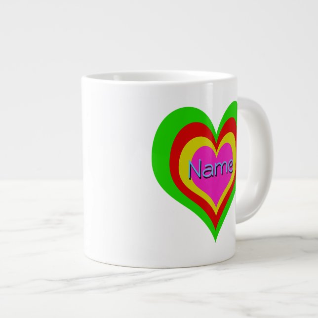 De Café Grande Corazones retros - 20oz taza enorme/taza (Derecha)