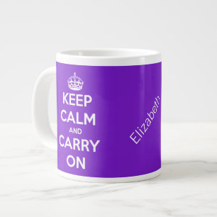 De Café Grande Guarde la calma y continúe la taza enorme púrpura