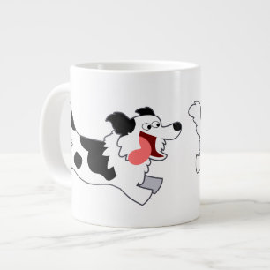 De Café Grande Taza corriente linda del jumbo del border collie