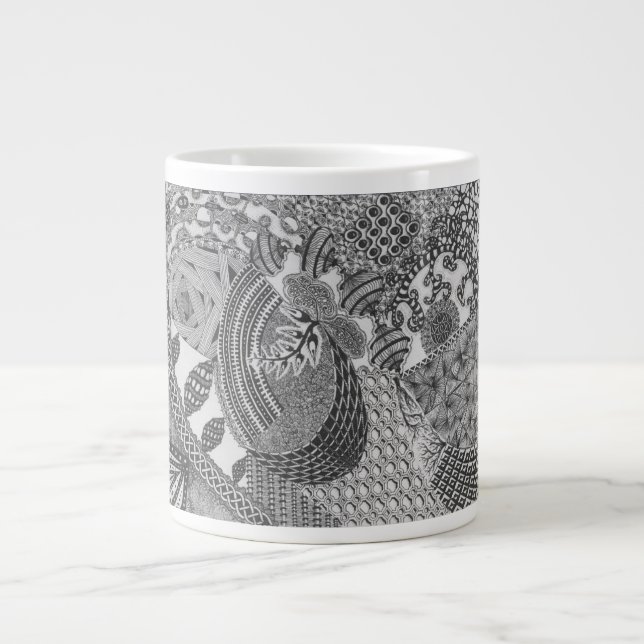 De Café Grande Taza enorme con las ilustraciones (Frente)
