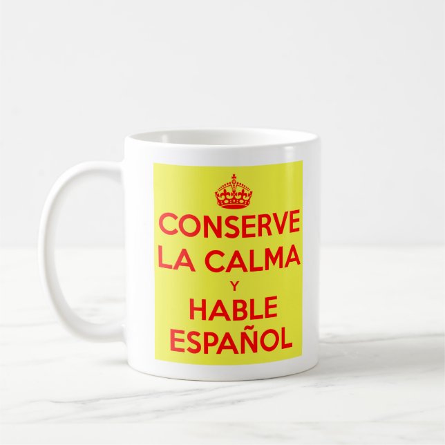 De Café Guarde la calma y hable la taza española (Izquierda)