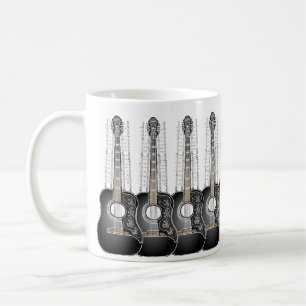 De Café Guitarra con partitura - taza del vintage